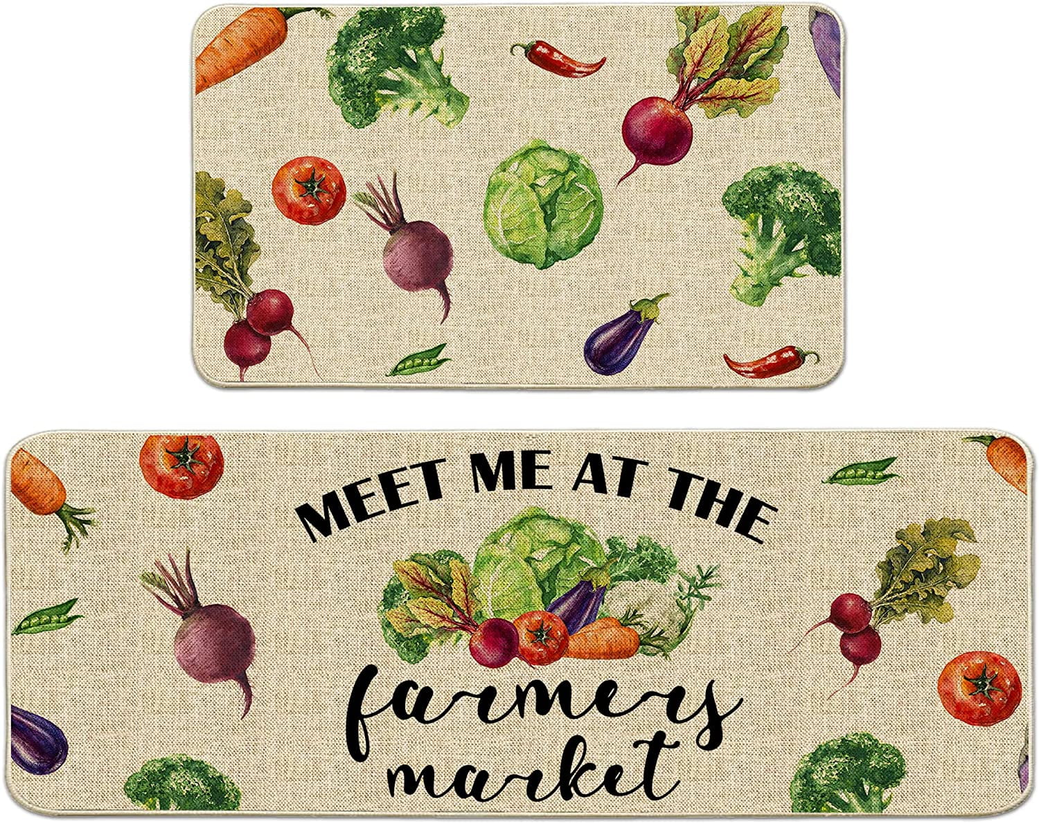 aoselan Vegetables Kitchen Rugs and Mat Set of 2 , Vegetables Kitchen