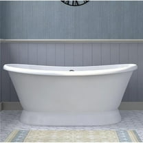 Cambridge Plumbing DES67-PED-NH 27 x 67 x 28 in. Cast Iron Double Slipper Skirted Bathtub