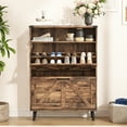thumbnail image 5 of Veanerwood Farmhouse Freestanding Shoe Cabinet with 2 Flip Drawers for Entryway, Brown, 5 of 16