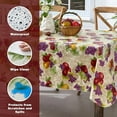 thumbnail image 3 of Avalon Fresh Ripe Fruit Vinyl Tablecloth with Flannel Backing - Apples, Peaches, Pear and Grape Fruit Print Flannel Backed Easy Care Vinyl Tablecloth, 52" x 52" Square, 3 of 10
