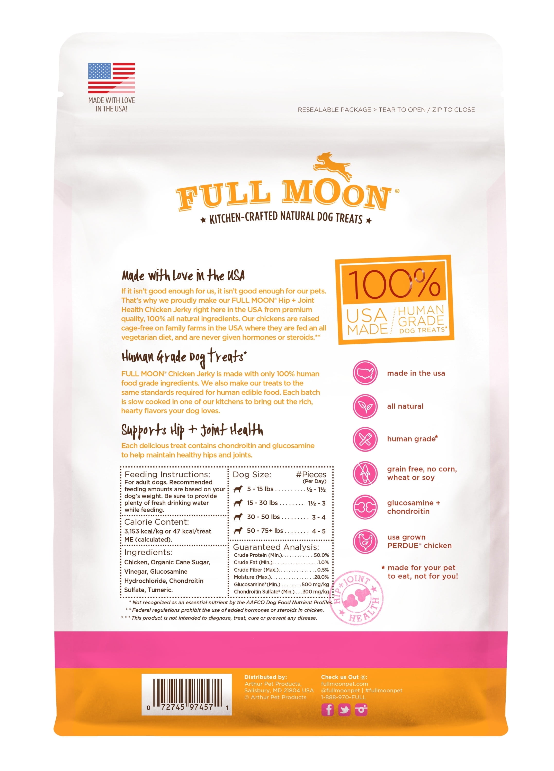 Full Moon Chicken Jerky Healthy All Natural Dog Treats Human Grade For Hip And Joint 12 oz
