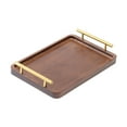 thumbnail image 4 of Bandeja de madera para servir con asas de metal, tablero de madera, elegante bandeja otomana para 20x30cm, 4 of 9