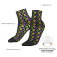 thumbnail image 6 of Rateoe Mardi Gras Shiny Green Purple Pattern Quarter Crew Socks,Toe Seamed Ankle Socks,Cotton Cushioned Breathable Athletic Crew Sports Socks, 6 of 7