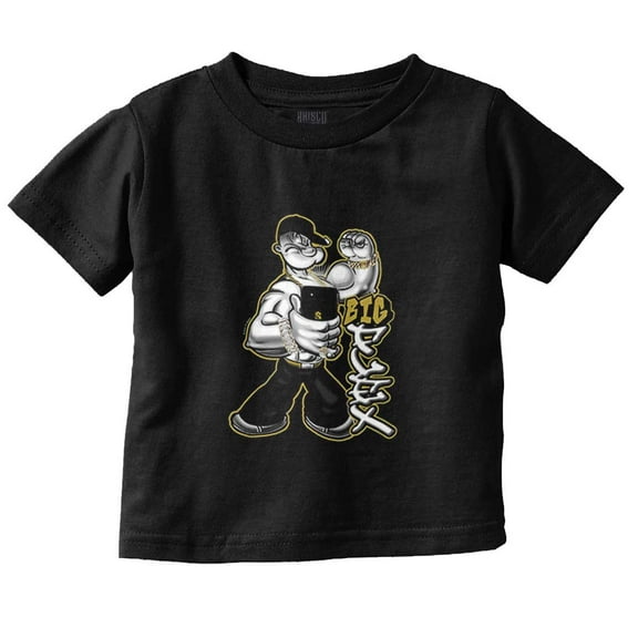 Urban Popeye Big Flex Muscle Selfie Toddler Boy Girl T Shirt Infant Toddler Brisco Brands 6M