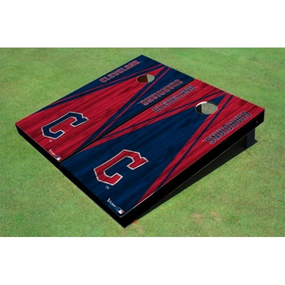 Cleveland Guardians C Alternating Wood Look Triangle Cornhole Boards