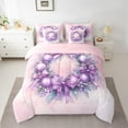 thumbnail image 2 of Manfei Purple Christmas Wreath Bedding Comforter Set 7pcs, Fashion Watercolor King Bedding Sets, Teens Kids Girls Women Reversible Bed Sheets, Luxury Bedroom Decor, 2 of 7