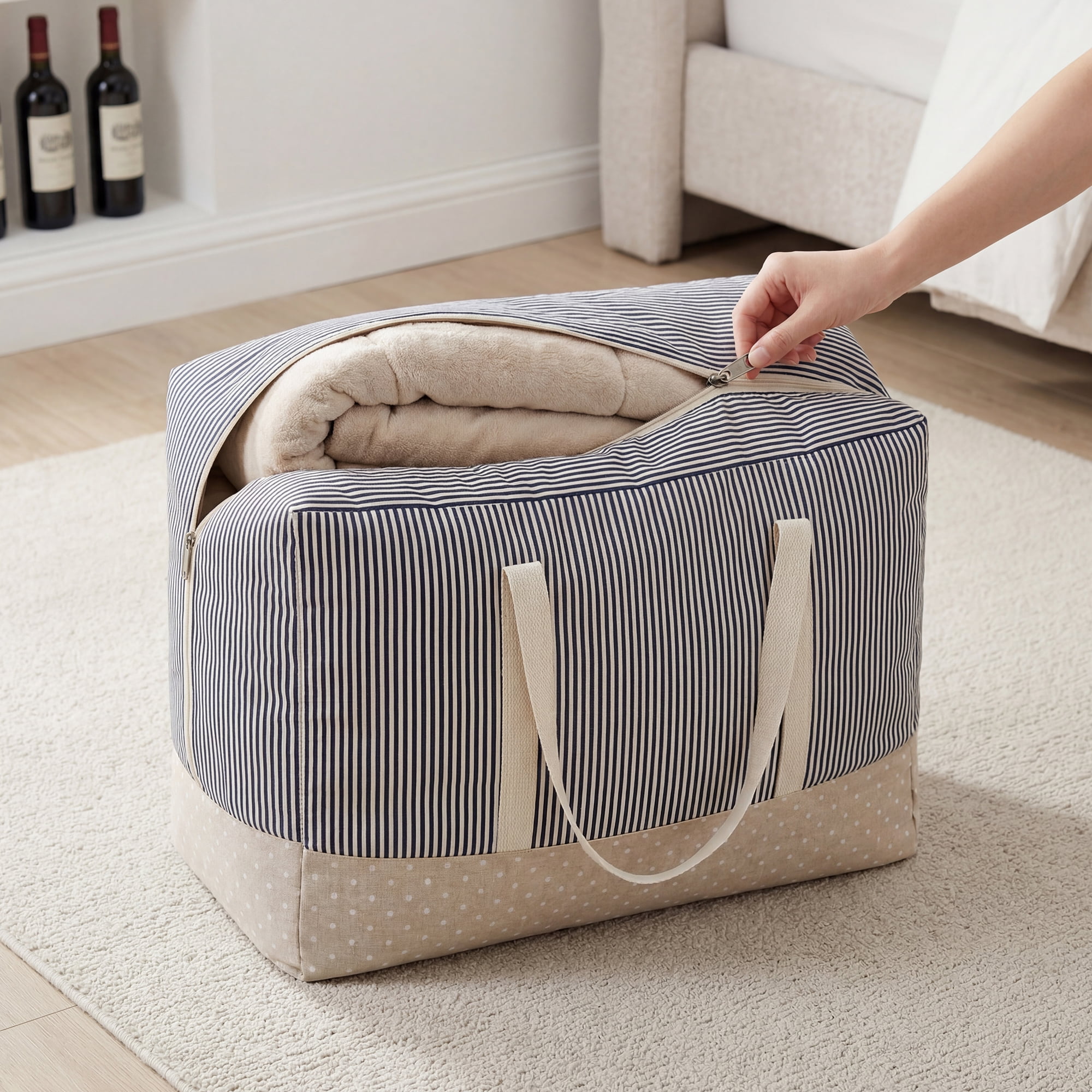 Unique Bargains Clothes Storage Bag for Closet Organizer Blue 16.9"x13.8"x7.9"