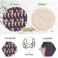 thumbnail image 4 of Haosy Set of 6 Drink Woven Coaster with Holder Heat Resistant Non-Slip Bar Coasters 4 Inches Navy Blue Burgundy Houndstooth, 4 of 7