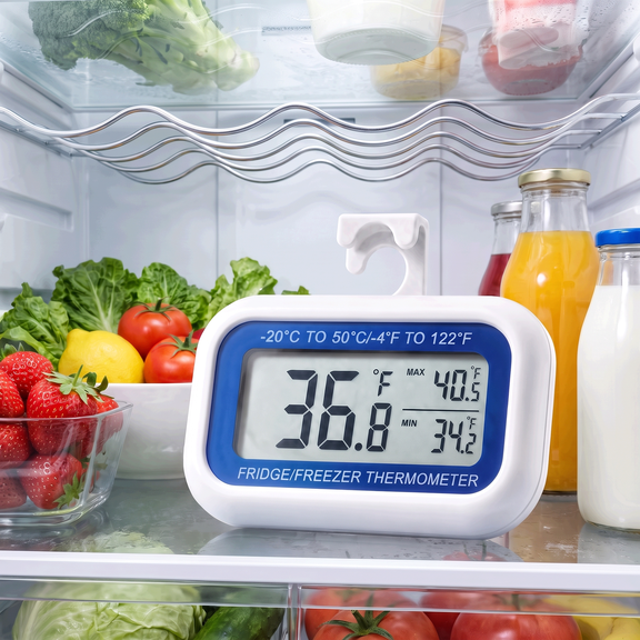 DAYBETTER Digital Refrigerator Thermometer, ℃/℉ Switchable Fridge Thermometer with Memory, 3-Way Placement Hook Magnet Stand Indoor Thermometer The for Fridge Cooler Kitchen
