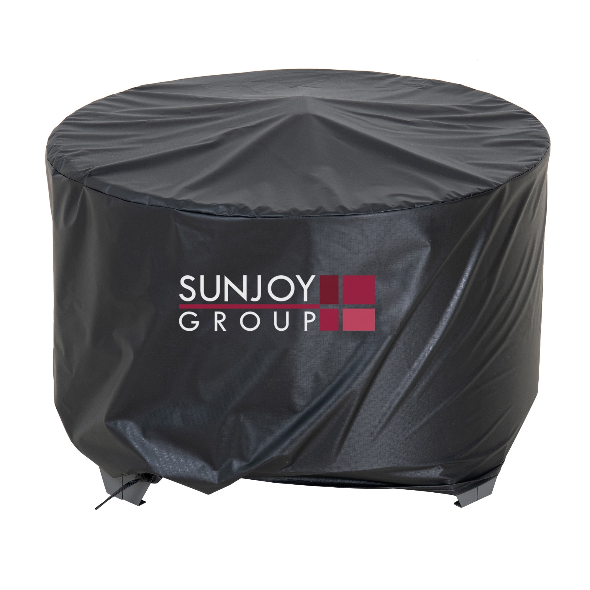 Sunjoy Foyer extérieur rond de 66 cm (26 po), foyer à bois avec couvercle en PVC, Gris