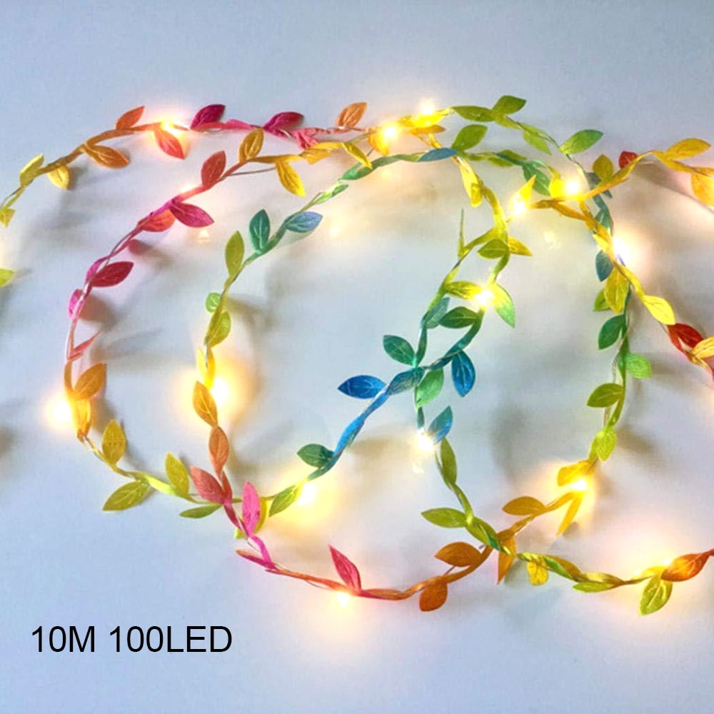 Led Leaves Garland String Light Fairy Wire Battery Party Christmas Wedding Decor 