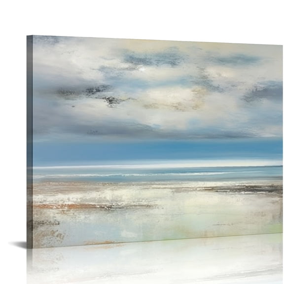 COMIO Abstract Wall Art Large Canvas Pictures Modern Blue Ocean Artwork on Canvas Prints Wall Decoration for Living Room Bedroom Bathroom Kitchen Office Home Wall Decor Framed 20x16in