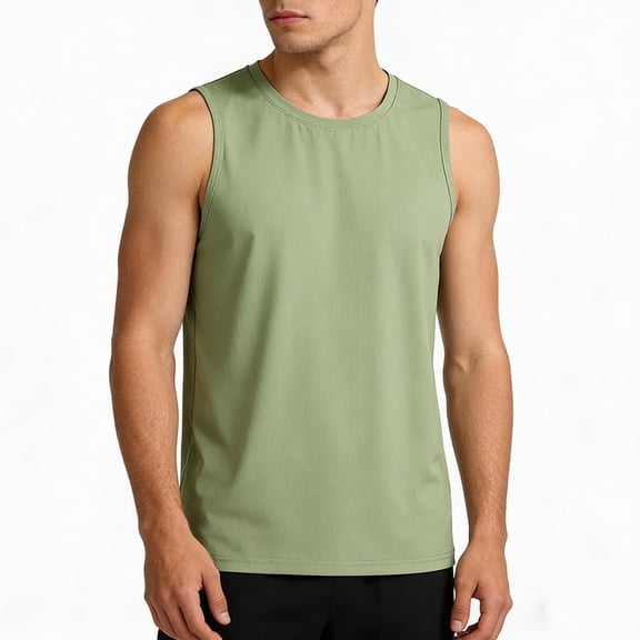 Jyeity Mens Tank Silk Gym Crew Neck Tank Top, Casual Breathable Sporty Tank Tops