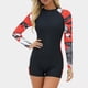 thumbnail image 5 of TaTaai Women Conservative Printed Long Sleeve One Piece Wetsuit Full Zip Stretch Surf Swimsuit Ladies Water Sports Beach Wear UV Protection Quick-Drying Stylish Swimwear Gift, 5 of 9