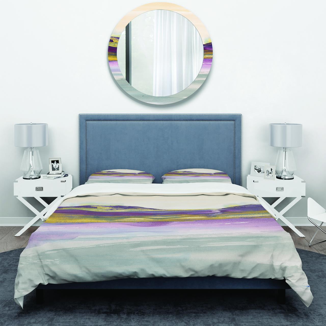 Designart 'Painted Purple and Gold Landscape II' Geometric Duvet Cover Set