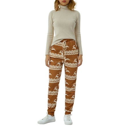 

Women s High Waist Pajama Pants Elk Print Thickened Pj Bottom Trousers Lacing Pants Joggers with Pockets