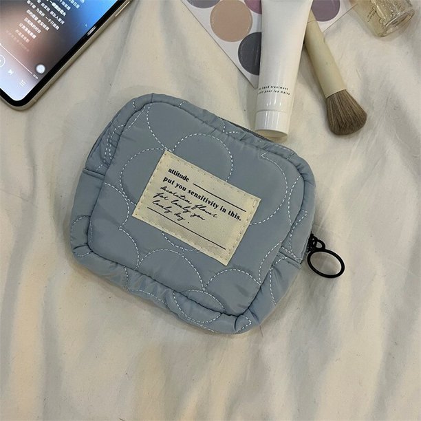 Bolsas de almacenamiento de servilletas sanitarias para mujer, bolsa de cosméticos bonita, organizador de maquillaje de pintalabios con flores acolchadas Fivean unisex