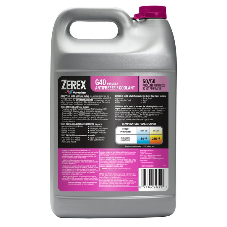 Zerex G40 Phosphate and Nitrite Free Antifreeze/Coolant 50/50 Prediluted  Ready-to-Use 1 GA