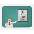 thumbnail image 1 of Eye Chart Bath Mat, Presentation of an Optician Doctor Pointing to a Snellen Post, Plush Bathroom Decor Mat with Non Slip Backing, 29.5" X 17.5", Dark Seafoam Multicolor, by Ambesonne, 1 of 2