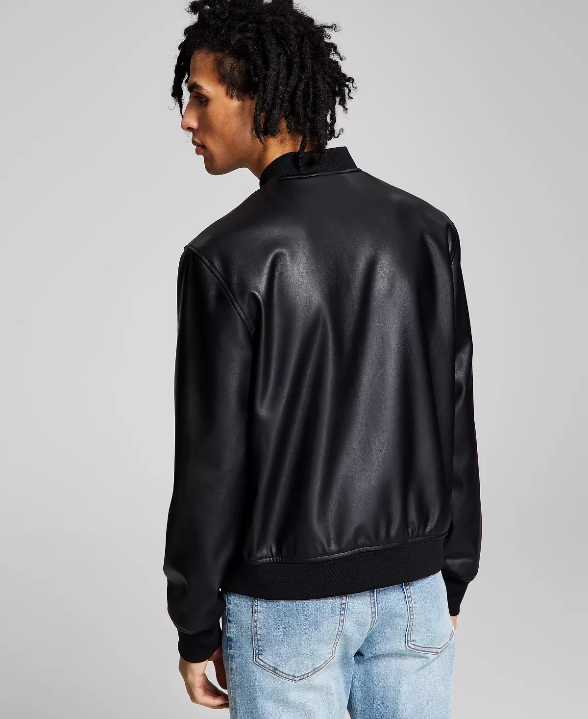 And Now This Mens Faux Leather Short Bomber Jacket - Walmart.com