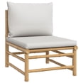 thumbnail image 5 of vidaXL Garden Lounge Set Natural bamboo, Light grey cushions, 5 of 6