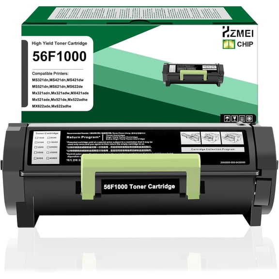 High Yield 56F1000 56F000G Toner Cartridge with Chip Replacement for Lexmark 56F1000 Black Toner Compatible for MS321 MS421 MS521 MS621 MS622 MX321 MX421 MX521 MX522 MX622 Laser Printer