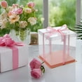 thumbnail image 4 of 2 Pack Tall Cake Boxes, Dingrich 10.24 x 10.24 x 9.84 inch Bakery Boxes for Tier Cakes, Disposable Cake Carrier Box with Ribbon, Clear Cake Box for Wedding Birthday Party (Pink), 4 of 7
