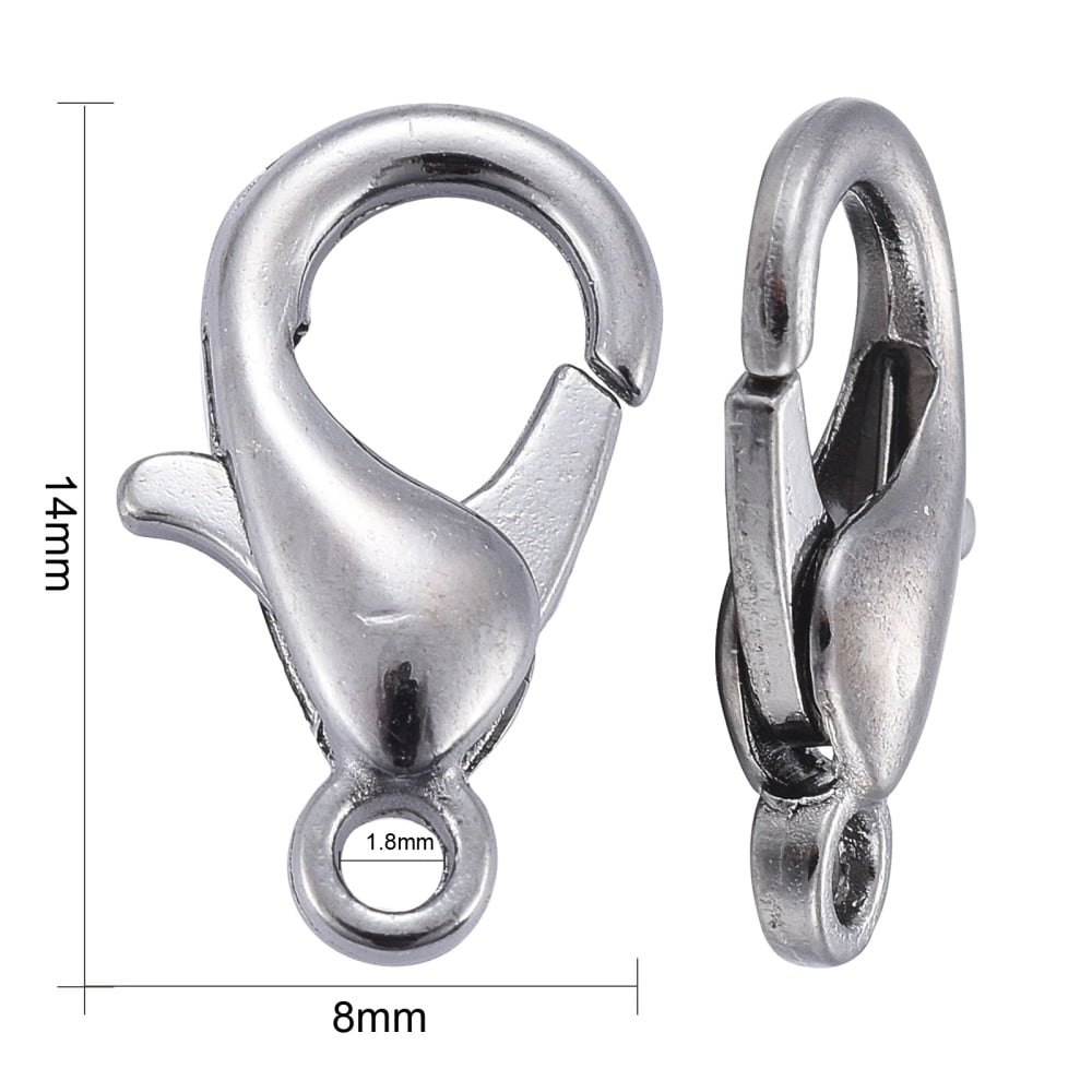 1000pcs Zinc Alloy Lobster Claw Clasps Parrot Trigger Clasps Cadmium Free & Lead Free Gunmetal 14x8mm Hole: 1.8mm