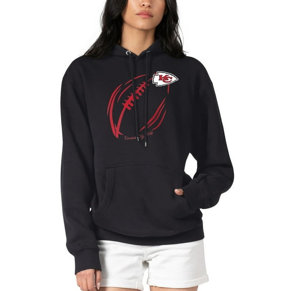 Women's G-III 4Her by Carl Banks Black Kansas City Chiefs Football Logo Fleece Tri-Blend Pullover Hoodie