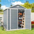 thumbnail image 3 of Lofka 8x6 ft Outdoor Resin Storage Shed with Floor & Lockable Double Doors - Heavy Duty Plastic Garden Shed for Backyard|Patio|Lawn Tool Organization - Grey, 3 of 11