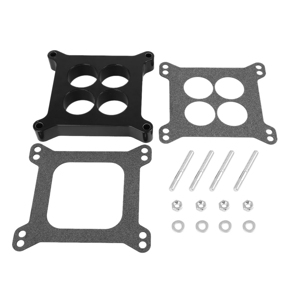 4 Port Hole Center 1 Inch Thick Carburetor Spacer Black for Automotive