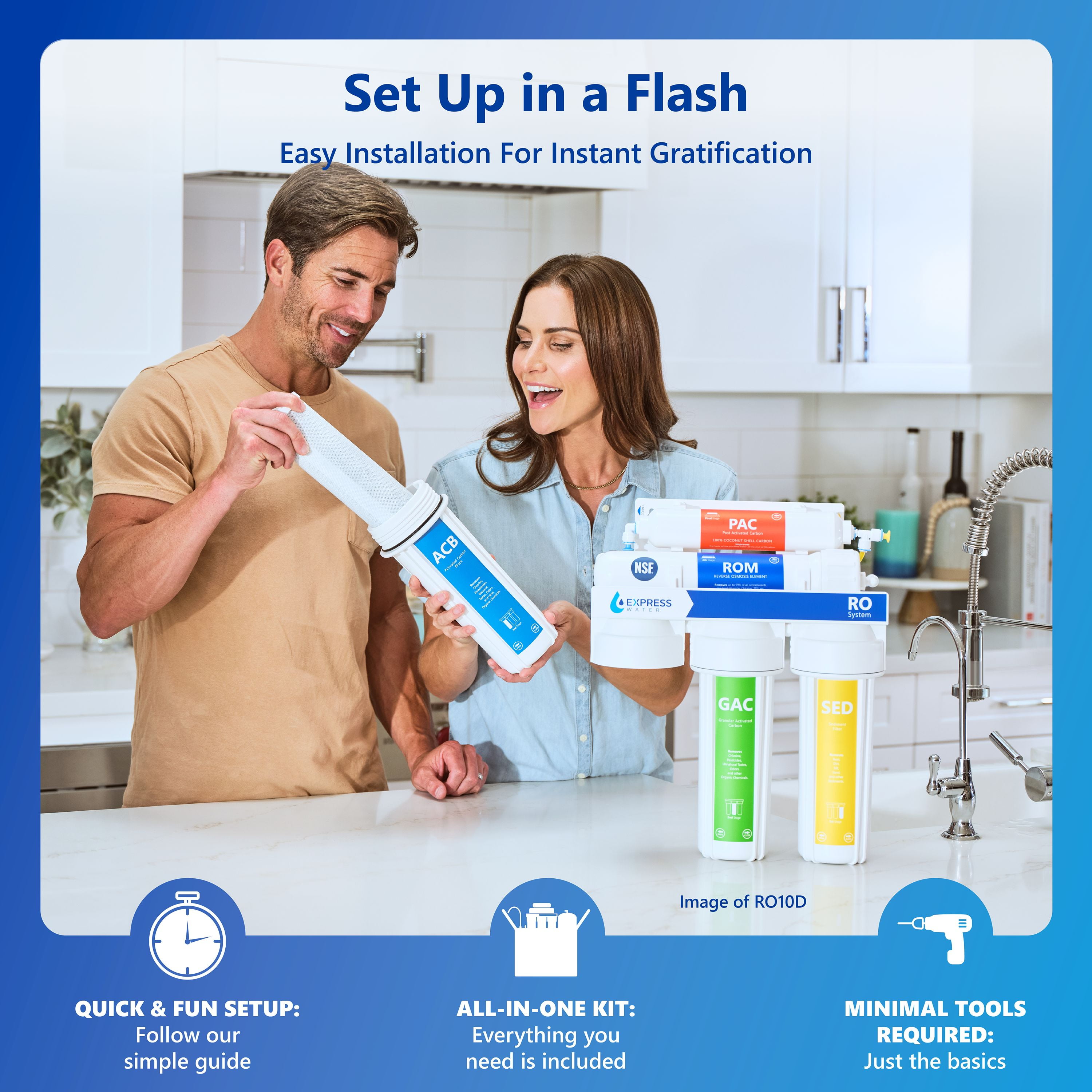 Express Water Alkaline Ultraviolet Reverse Osmosis Water Filtration System - 11 Stage RO UV Mineralizing Alkaline Purifier with Faucet and Tank - Under Sink Filter Mineral, pH + Antioxidant - 100 GPD