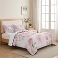 thumbnail image 5 of Full Quilt Set 78''x90'', Pink Floral Lightweight Bedspread Coverlet Set with 2 Pillow Shams, Modern Farmhouse Aesthetic Shabby Chic Flower Breathable All Season Quilt Bedding for Bedroom/Guest Room, 5 of 9