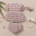 thumbnail image 5 of IROINNID Toddler Girl's Stripe Printed Tops Ruffle Shorts Headbands 3PCS Outfits, 5 of 9