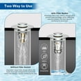 thumbnail image 4 of 3 Pack 3 in 1 Bathroom Sink Drain Strainer, Universal Pop Up Stopper with Removable Stainless Steel Filter Basket Hair Catcher, Sink Plug for 1.1''~2.36'' Basin, Brass Bullet Core, Rose Gold, 4 of 9