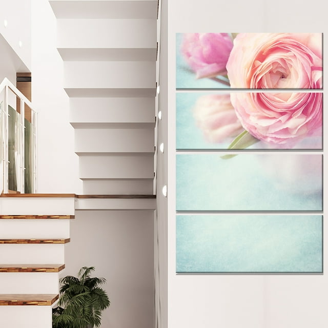 Fleurs Roses en Vase - Impression sur Toile Florale