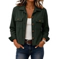 thumbnail image 2 of Jacket Women Fall Barn Cropped Corduroy Jacket Y2K Button Down Shacket M, 2 of 7