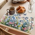 thumbnail image 3 of Blue Spring Floral Placemats Set of 4 Pink Flowers Butterfly Rustic Place Mats Indoor Wipeable Table Mats Washable Cloth Dining Table Placemats for Kitchen Holiday Party Home Decor 13x19 Inch, 3 of 9