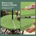 thumbnail image 5 of Fruit Green Round Outdoor Tablecloth with Umbrella Hole Zipper, Farmhouse Solid Green Color Modern Art Elastic Fitted Table Cover, Waterproof Table Cloth for Patio Picnic Party Fits 54"-60", 5 of 9