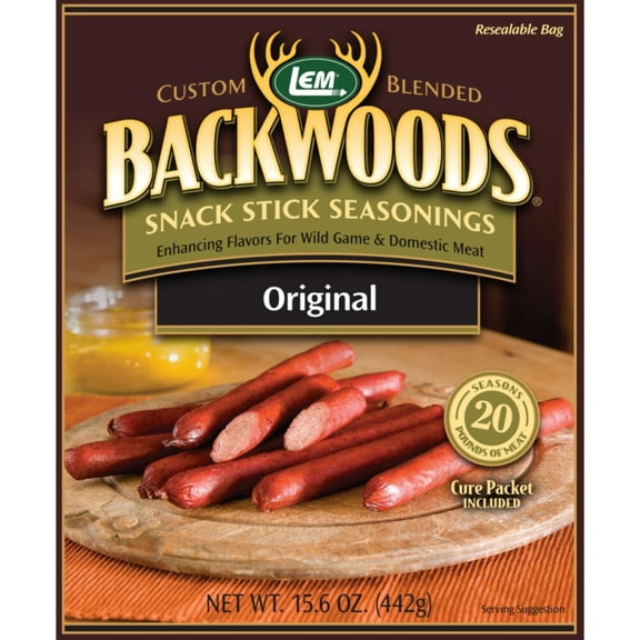 Backwoods Original Snack Stick Seasoning 20 lbs Meat w/ Cure Packet LEM 15.6 oz