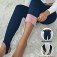 thumbnail image 2 of Fiaer Women's Leggings Elastic Waistband Gym Yoga Soft Stirrup Pants Tights Plus Size Stretch Slim Fit Workout Trousers Navy XL, 2 of 9