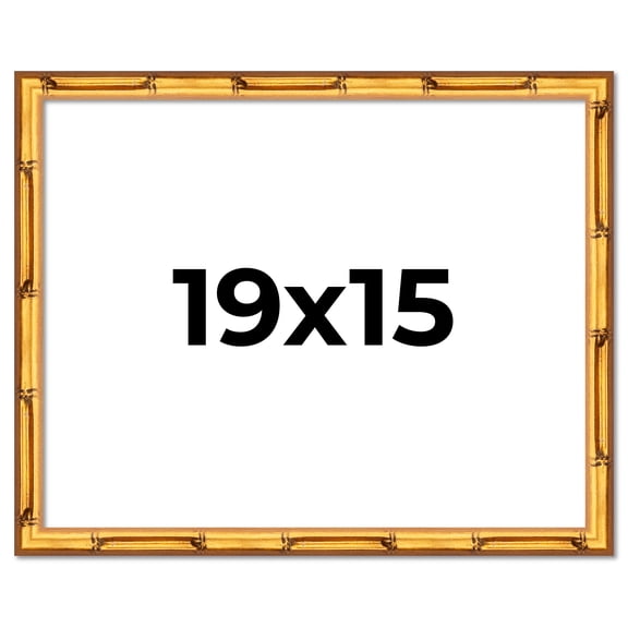 19x15 Frame Gold Bamboo Solid Wood Picture Frame | 1 Inch Moulding Width | Interior Frame Depth