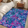 thumbnail image 5 of Purple Green Waves Area Rugs Collection 2.7'x5', Modern Abstract Art Non Slip Indoor Rectangle Throw Runner Rug Floor Mat Carpet for Living Room Dining Table Bedroom Nursery, 5 of 9