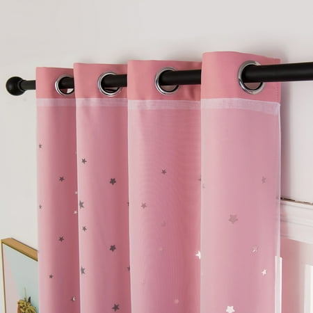 Blackout Curtains Star Shape Hollow Double Layer Cloth Yarn