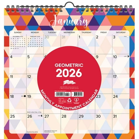 Geometric 2026 12 X 12 Spiral Wall Calendar, (Hardcover)