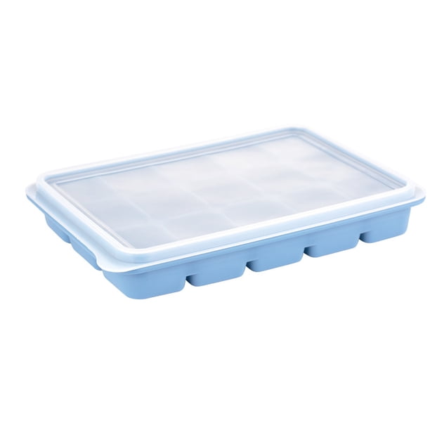 Molde de silicona para bandeja de hielo caliente, bandeja de hielo de platino coreana de 15 rejillas con tapa, caja de suplemento alimenticio para niños, molde de barra de hielo