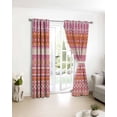 thumbnail image 3 of Pink Orange Boho Blackout Curtains for Bedroom/Living Room, Thermal Insulated Kitchen Curtains, Vintage Ethnic Tribe Abstract Art Grommet Darkening Window Treatment Drapes 52"x63"x2, 3 of 8