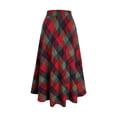 thumbnail image 6 of Women's Lattice Skirt Warm Elastic Waist Wool A-Line Pleated Tartan Winter Long Skirts, 6 of 14