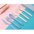 thumbnail image 2 of Nvzi 2Sets Wheat Straw Spoon Knife Fork Tableware Set, Unbreakable Reusable Cutlery Utensils with Storage Case for Travel Picnic Camping or Daily Use (Green), 2 of 5