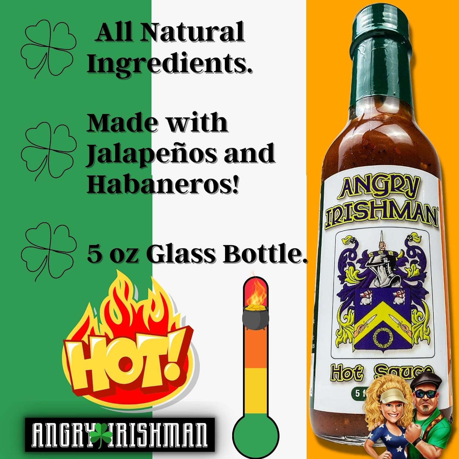 Angry Irishman Original Jalapeno/Habanero Hot Sauce 5 oz, Each